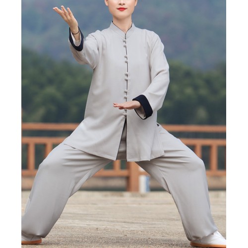Cotton and linen Tai Chi clothing Kung fu uniforms for female and male wushu martial arts practice suit male moring exercises clothes spring and autumn
